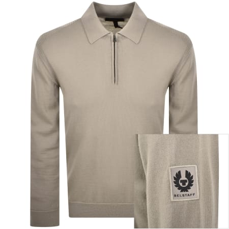Product image for Belstaff Kyle Knitted Polo Shirt Beige