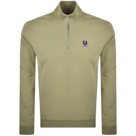 Product image for Belstaff Quarter Zip Sweatshirt Fatigue Green