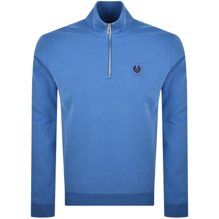 Product image for Belstaff Quarter Zip Sweatshirt Marine Blue