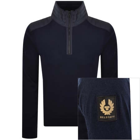 Product image for Belstaff Kilmington Quarter Zip Jumper Navy