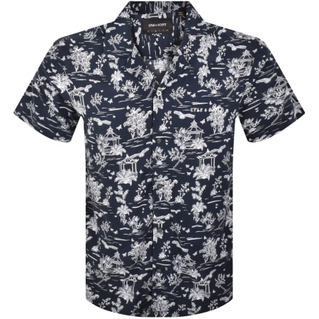Product image for Lyle And Scott Botanical Print Resort Shirt Navy