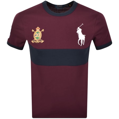 Product image for Ralph Lauren Crew Neck Slim Fit T Shirt Burgundy