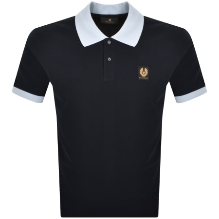 Product image for Belstaff Contrast Collar Polo T Shirt Navy