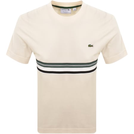Product image for Lacoste Block Stripe T Shirt Cream