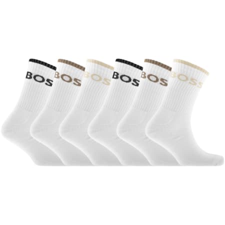Product image for BOSS 6 Pack Quarter Length Socks White