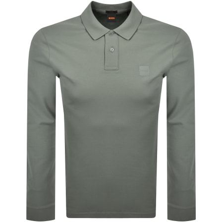 Product image for BOSS Long Sleeve Passerby Polo T Shirt Grey