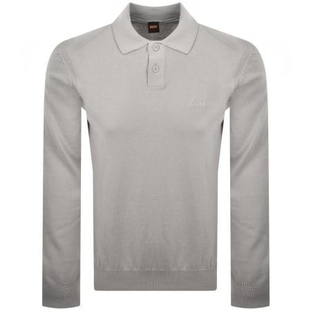 Product image for BOSS Asac Polo Knit Jumper Grey