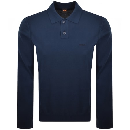 Product image for BOSS Asac Polo Knit Jumper Blue