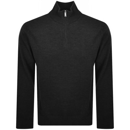 Product image for Calvin Klein Merino Wool Zip Neck Jumper Grey