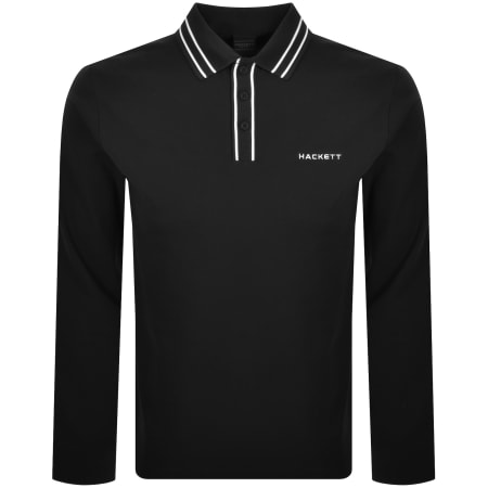 Product image for Hackett Jacquard Tipped Polo T Shirt Black