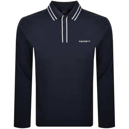 Product image for Hackett Jacquard Tipped Polo T Shirt Navy