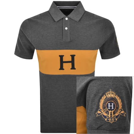 Product image for Hackett Crest Panel Polo T Shirt Grey