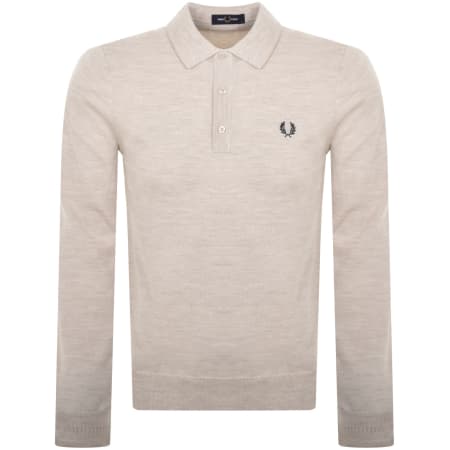 Product image for Fred Perry Long Sleeve Knit Polo Beige