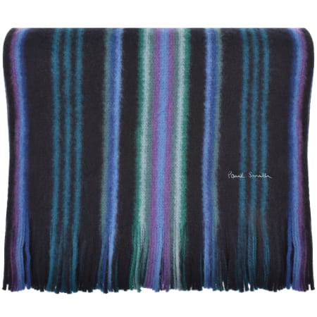 Product image for Paul Smith Stripe Wool Scarf Blue