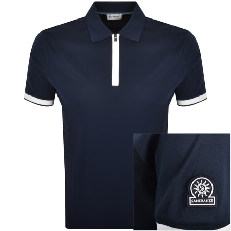 Product image for Sandbanks Silicone Zip Polo T Shirt Navy