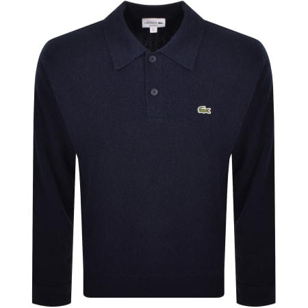 Product image for Lacoste Long Sleeve Wool Knit Polo Navy