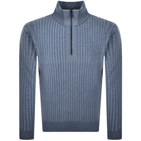 Product image for BOSS Winter Quarter Zip Wool Jumper Blue