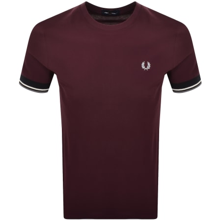 Product image for Fred Perry Twin Tipped Cuff T Shirt Burgundy