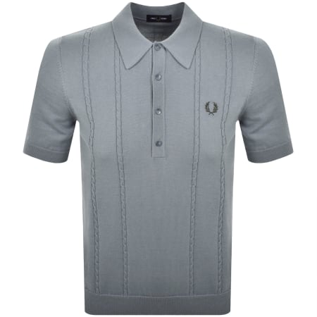 Product image for Fred Perry Cable Knit Polo Shirt Blue