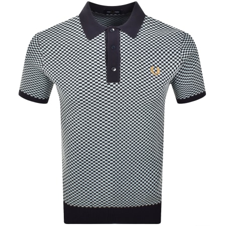 Product image for Fred Perry Checkerboard Knit Polo Shirt Navy