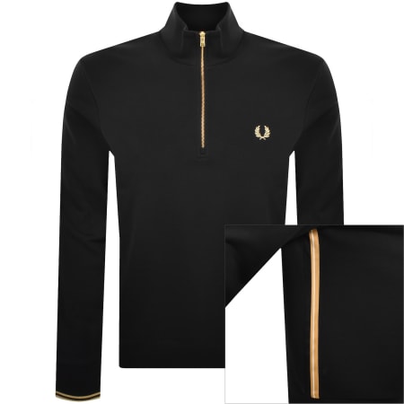 Product image for Fred Perry Stripe Tape Half Zip Sweatshirt Black