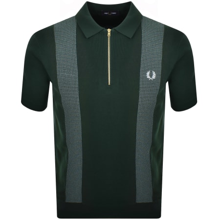 Product image for Fred Perry Panel Detail Knit Polo Shirt Green