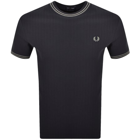 Product image for Fred Perry Ribbed Jersey T Shirt Navy