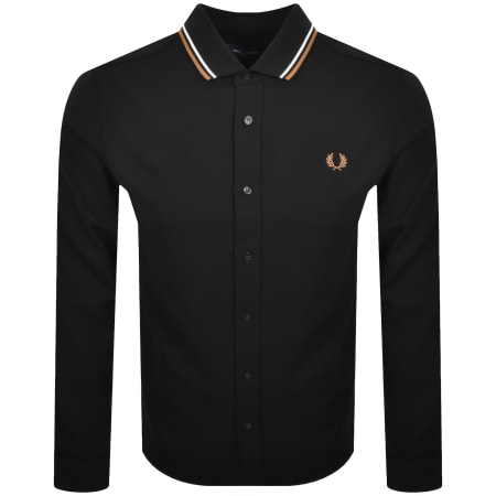 Product image for Fred Perry Pique Polo Collar Shirt Black