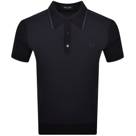 Product image for Fred Perry Waffle Knit Polo T Shirt Navy