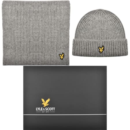 Product image for Lyle And Scott Scarf And Beanie Set Grey