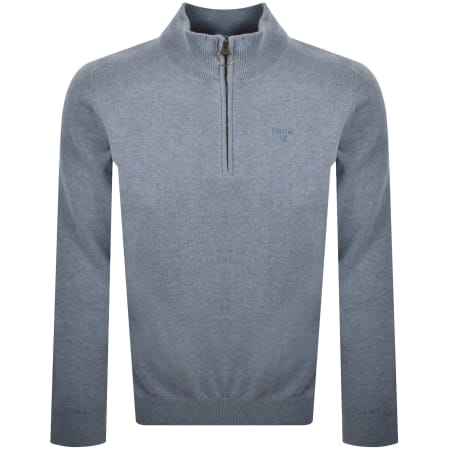 Product image for Barbour Half Zip Knit Jumper Blue Stone