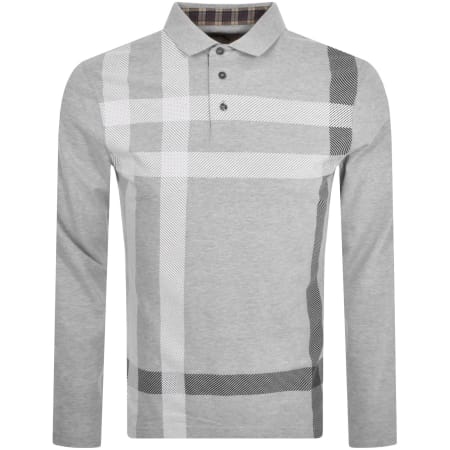Product image for Barbour Blaine Long Sleeve Polo T Shirt Grey