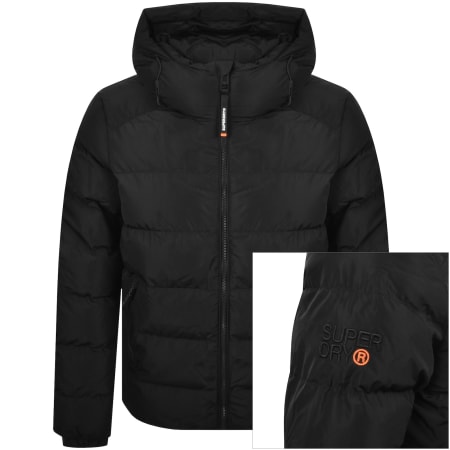 Product image for Superdry Hooded Sports Puffer Jacket Black