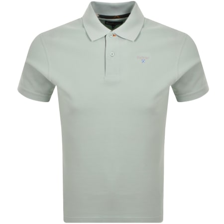 Product image for Barbour Tartan Pique Polo T Shirt Mint Blue