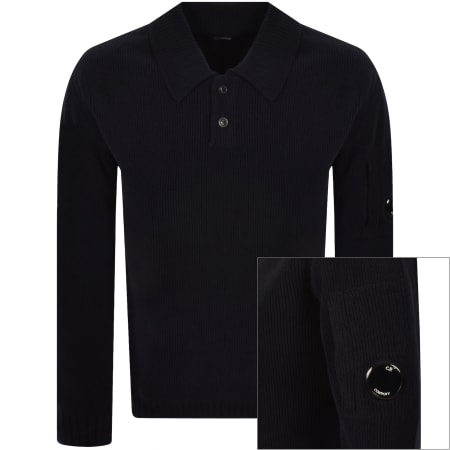 Product image for CP Company Knit Polo T Shirt Navy