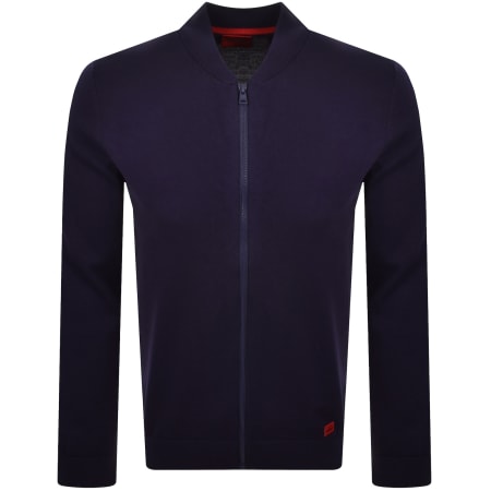 Product image for HUGO San Jacque Full Zip Knit Jumper Navy
