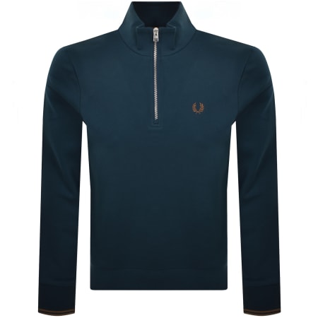 Product image for Fred Perry Half Zip Sweatshirt Blue