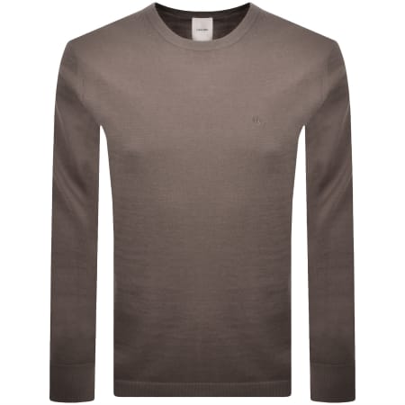 Product image for Calvin Klein Merino Wool Crew Neck Jumper Brown