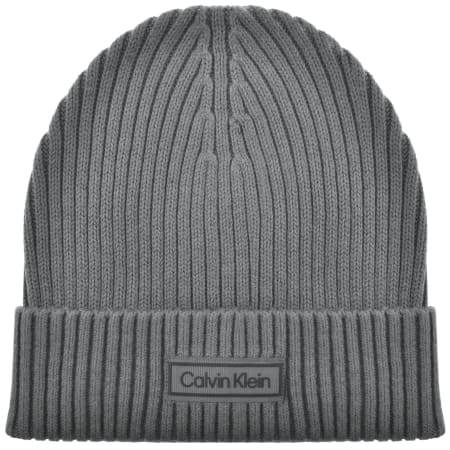 Product image for Calvin Klein Patch Chunky Rib Beanie Grey