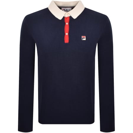 Product image for Fila Nowell Waffle Knit Polo Jumper Navy