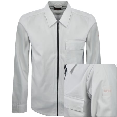 Product image for BOSS Lorum Full Zip Overshirt Light Grey