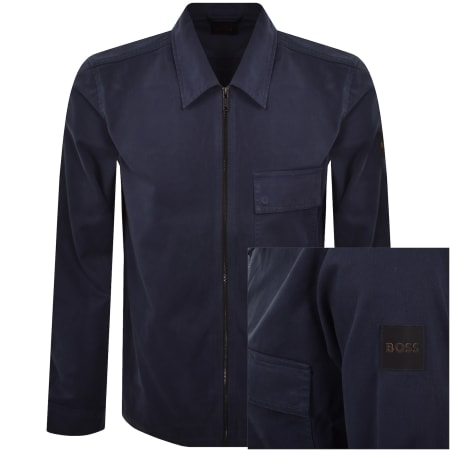 Product image for BOSS Lorum Full Zip Overshirt Navy