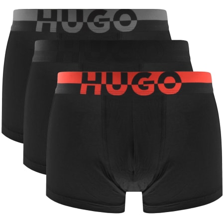 Product image for HUGO 3 Pack Split Logo Trunks Black