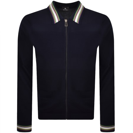 Product image for Paul Smith Full Zip Knit Cardigan Navy