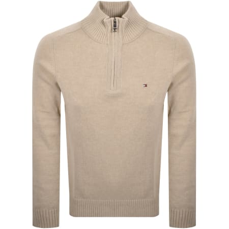 Product image for Tommy Hilfiger Lambswool Zip Jumper Beige