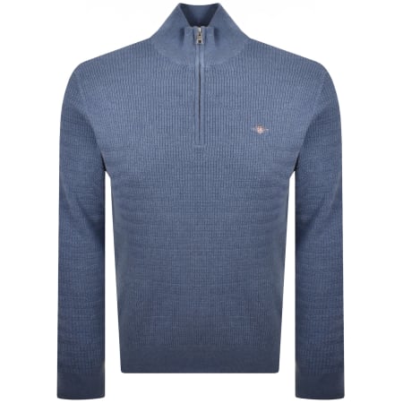 Product image for Gant Cable Knit Half Zip Jumper Blue