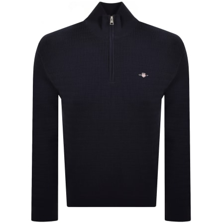 Product image for Gant Cable Knit Half Zip Jumper Navy