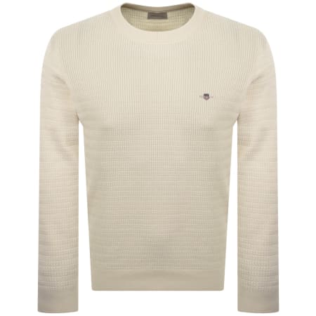 Product image for Gant Cable Knit Crew Neck Jumper Cream