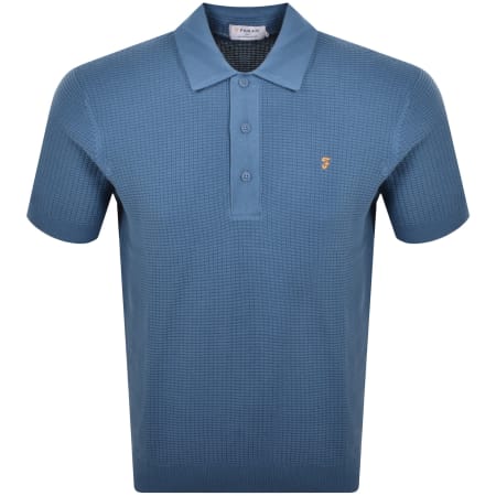 Product image for Farah Thornley Knitted Polo Shirt Blue