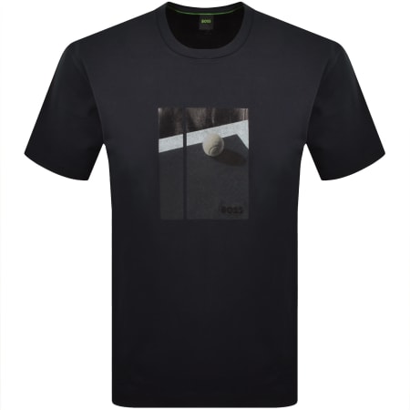 Product image for BOSS Tennis Artwork Relaxed T Shirt Dark Blue